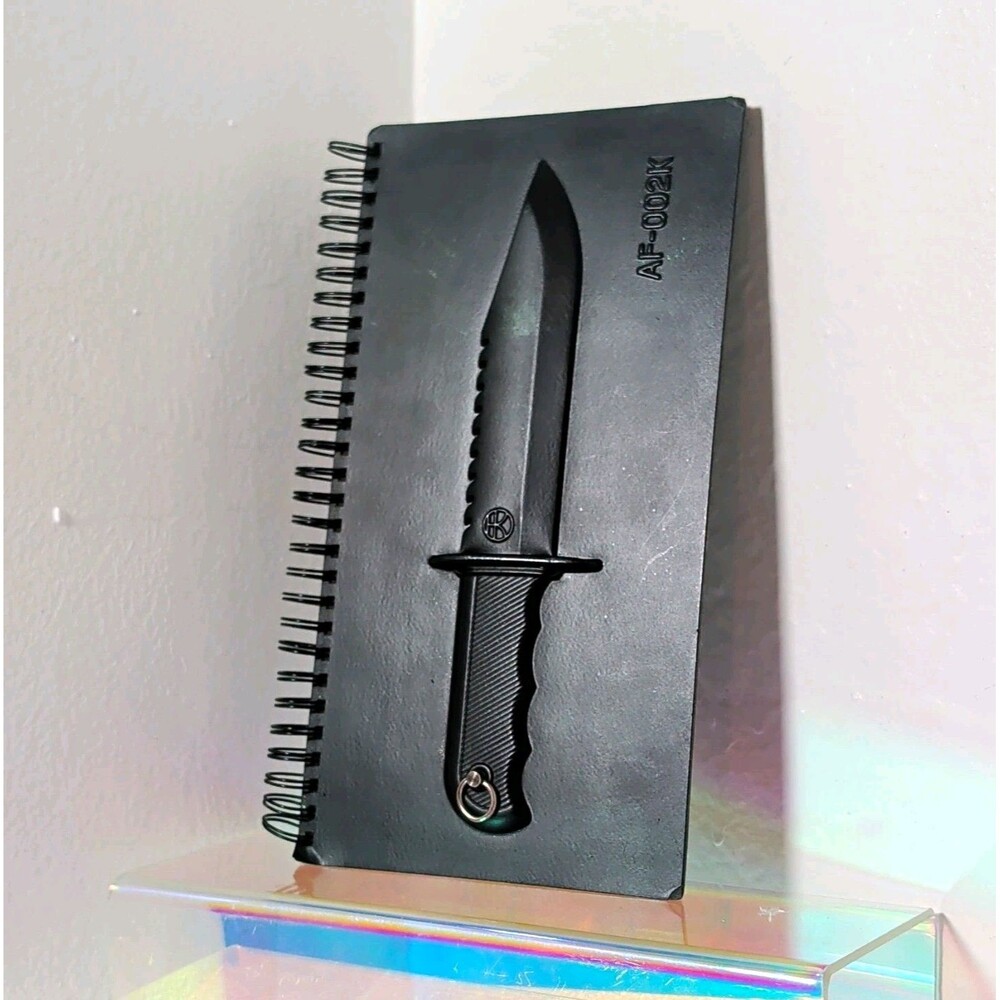 3D Knife Notebook Journal Thermoformed Tactical Dagger Cover Black AF-0021